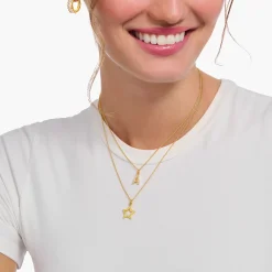 Best Chaîne à breloque lettreC, dorée Femme Chaînes & Colliers|Placage Or 18 Carats - Argent 925