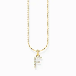 Best Chaîne à breloque lettreF, dorée Femme Chaînes & Colliers|Placage Or 18 Carats - Argent 925