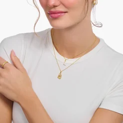 Best Chaîne à breloque lettreF, dorée Femme Chaînes & Colliers|Placage Or 18 Carats - Argent 925