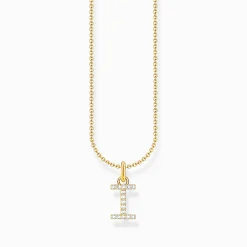 Store Chaîne à breloque lettreI, dorée Femme Chaînes & Colliers|Placage Or 18 Carats - Argent 925