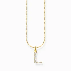 Best Chaîne à breloque lettreL, dorée Femme Chaînes & Colliers|Placage Or 18 Carats - Argent 925