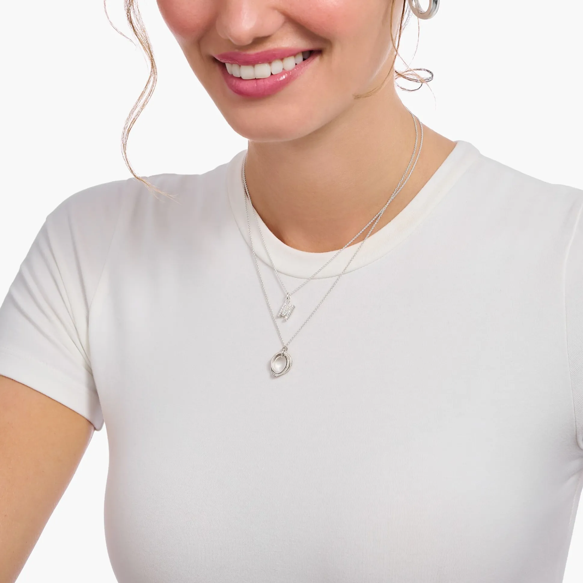Hot Chaîne à breloque lettreM, argent Femme Chaînes & Colliers