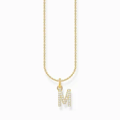 Fashion Chaîne à breloque lettreM, dorée Femme Chaînes & Colliers|Placage Or 18 Carats - Argent 925