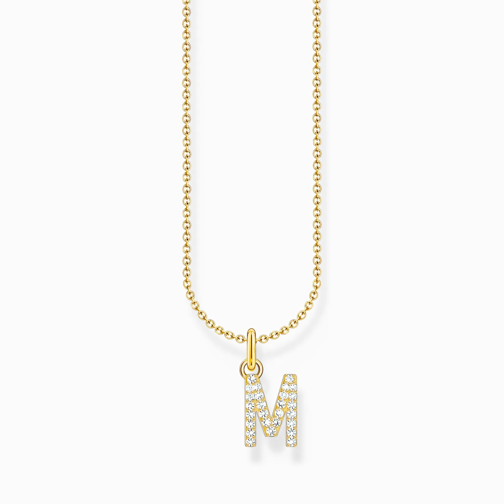 Fashion Chaîne à breloque lettreM, dorée Femme Chaînes & Colliers|Placage Or 18 Carats - Argent 925
