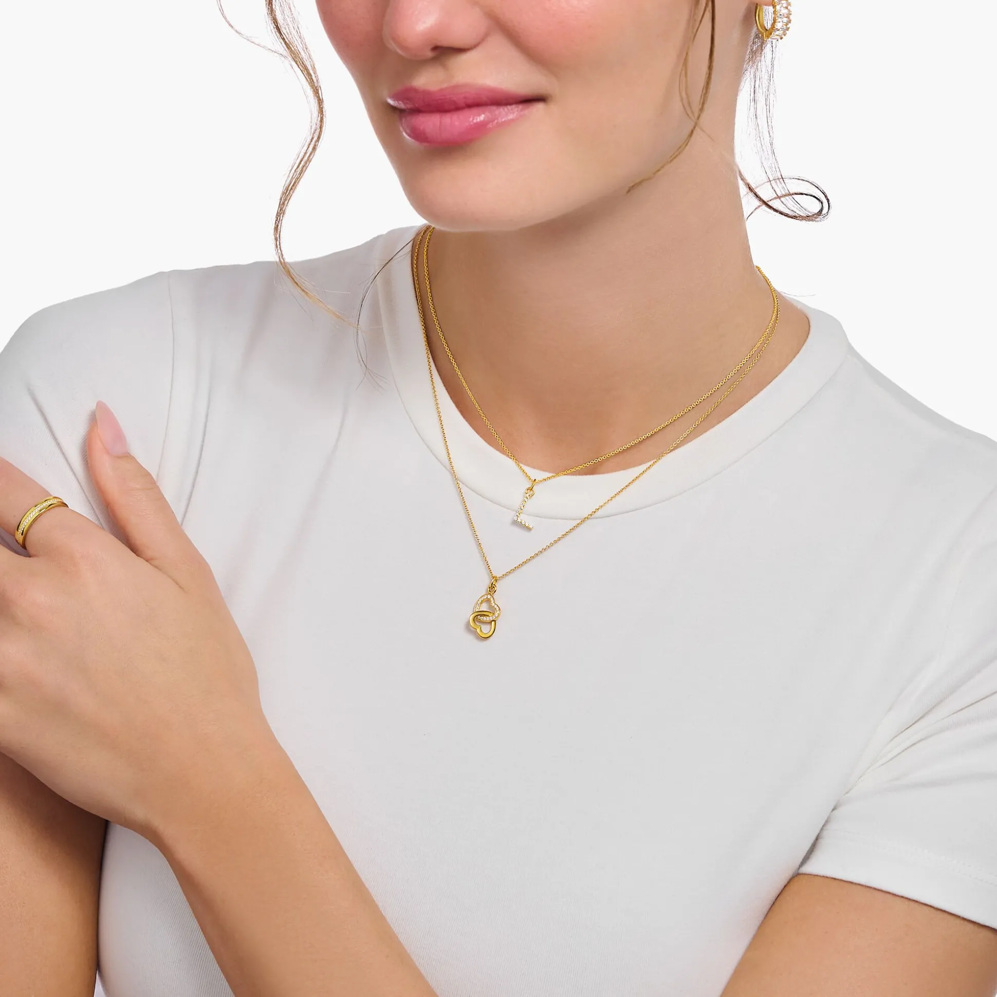 Fashion Chaîne à breloque lettreM, dorée Femme Chaînes & Colliers|Placage Or 18 Carats - Argent 925
