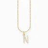 Best Chaîne à breloque lettreN, dorée Femme Chaînes & Colliers|Placage Or 18 Carats - Argent 925