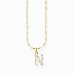 Best Chaîne à breloque lettreN, dorée Femme Chaînes & Colliers|Placage Or 18 Carats - Argent 925