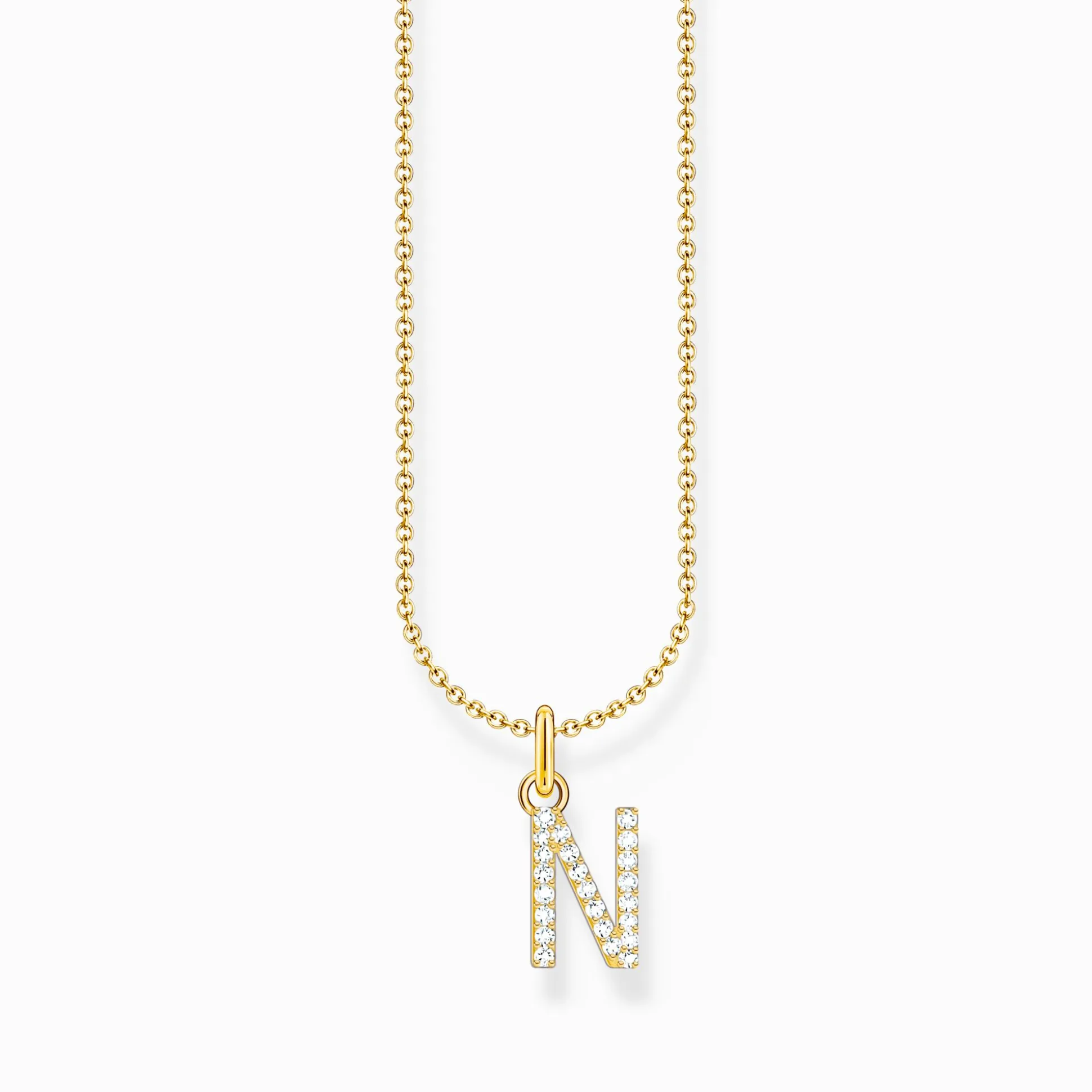 Best Chaîne à breloque lettreN, dorée Femme Chaînes & Colliers|Placage Or 18 Carats - Argent 925