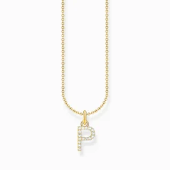 Clearance Chaîne à breloque lettreP, dorée Femme Chaînes & Colliers|Placage Or 18 Carats - Argent 925