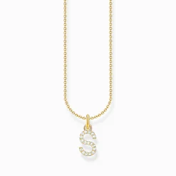 Discount Chaîne à breloque lettreS, dorée Femme Chaînes & Colliers|Placage Or 18 Carats - Argent 925