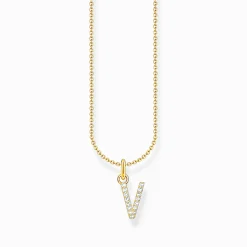 New Chaîne à breloque lettreV, dorée Femme Chaînes & Colliers