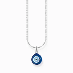 Shop Chaîne à breloque mauvais œil bleu, argent Femme Chaînes & Colliers|Argent 925