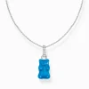Cheap Chaîne à breloque Ours d’or bleu et pierres, argent Femme Chaînes & Colliers|Argent 925