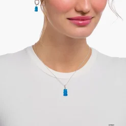 Cheap Chaîne à breloque Ours d’or bleu et pierres, argent Femme Chaînes & Colliers|Argent 925
