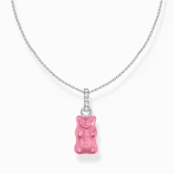 Cheap Chaîne à breloque Ours d’Or rose et pierres, argent Femme Chaînes & Colliers|Argent 925