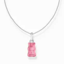 Cheap Chaîne à breloque Ours d’Or rose et pierres, argent Femme Chaînes & Colliers|Argent 925