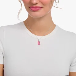 Cheap Chaîne à breloque Ours d’Or rose et pierres, argent Femme Chaînes & Colliers|Argent 925