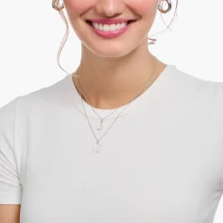 Fashion Chaîne à breloque patte, gemmes blanches, argent Femme Chaînes & Colliers|Argent 925
