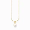Fashion Chaîne à breloque perle, dorée Femme Chaînes & Colliers|Placage Or 18 Carats - Argent 925
