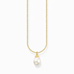 Fashion Chaîne à breloque perle, dorée Femme Chaînes & Colliers|Placage Or 18 Carats - Argent 925