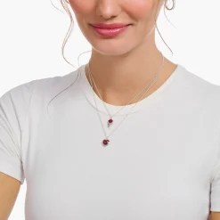 Hot Chaîne à breloque rose rouge, argent Femme Chaînes & Colliers|Argent 925
