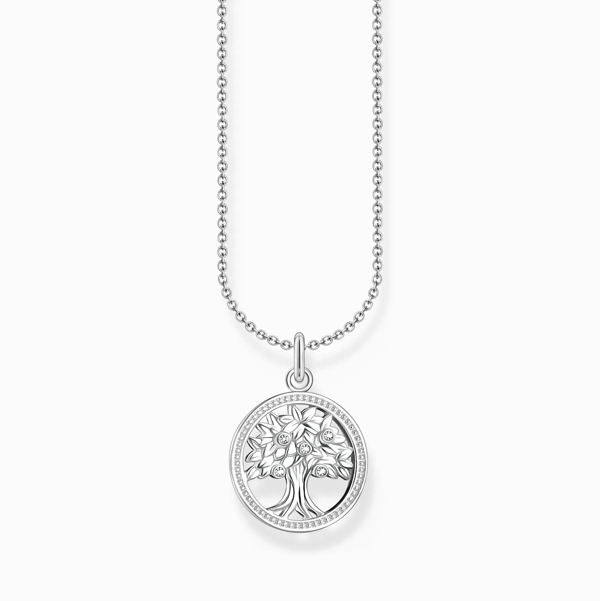 Best Sale Chaîne à breloque TreeofLove, gemmes blanches, argent Femme Chaînes & Colliers