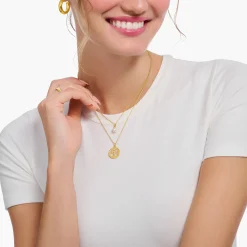 Sale Chaîne à breloque TreeofLove, émail blanc, dorée Femme Chaînes & Colliers|Placage Or 18 Carats - Argent 925
