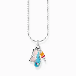 Fashion Chaîne à breloque triple colorée, argent Femme Chaînes & Colliers|Argent 925