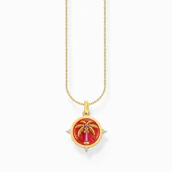 New Chaîne arborant un pendentif en forme de palmier et des gemmes multicolores dorée Femme Chaînes & Colliers|Placage Or 18 Carats - Argent 925