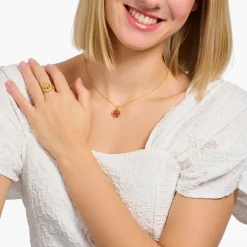 New Chaîne arborant un pendentif en forme de palmier et des gemmes multicolores dorée Femme Chaînes & Colliers|Placage Or 18 Carats - Argent 925
