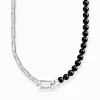 Online Chaîne avec noires beads de onyx et liens argent Chaînes & Colliers|Argent 925