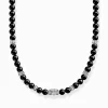 Fashion Chaîne avec noires beads de onyx argent Femme Chaînes & Colliers|Chaînes & Colliers