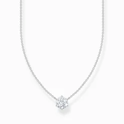 Sale Chaîne avec pendentif à zircone blanche, argent Femme Chaînes & Colliers|Argent 925