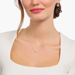 Sale Chaîne avec pendentif à zircone blanche, argent Femme Chaînes & Colliers|Argent 925