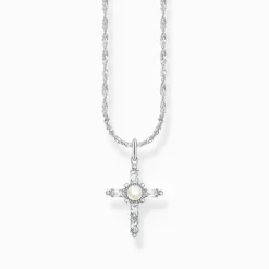 Outlet Chaîne avec pendentif croix blanche Cross Romance en argent Femme Chaînes & Colliers|Argent 925