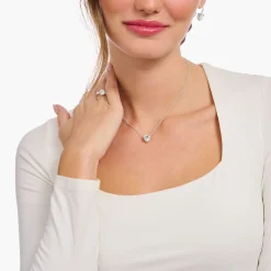 Online Chaîne avec pendentif cœur blanc, argent Femme Chaînes & Colliers|Argent 925