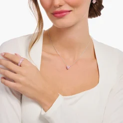 Flash Sale Chaîne avec pendentif cœur rose, argent Femme Chaînes & Colliers|Argent 925