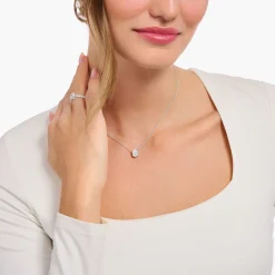 Best Sale Chaîne avec pendentif goutte blanc, argent Femme Chaînes & Colliers