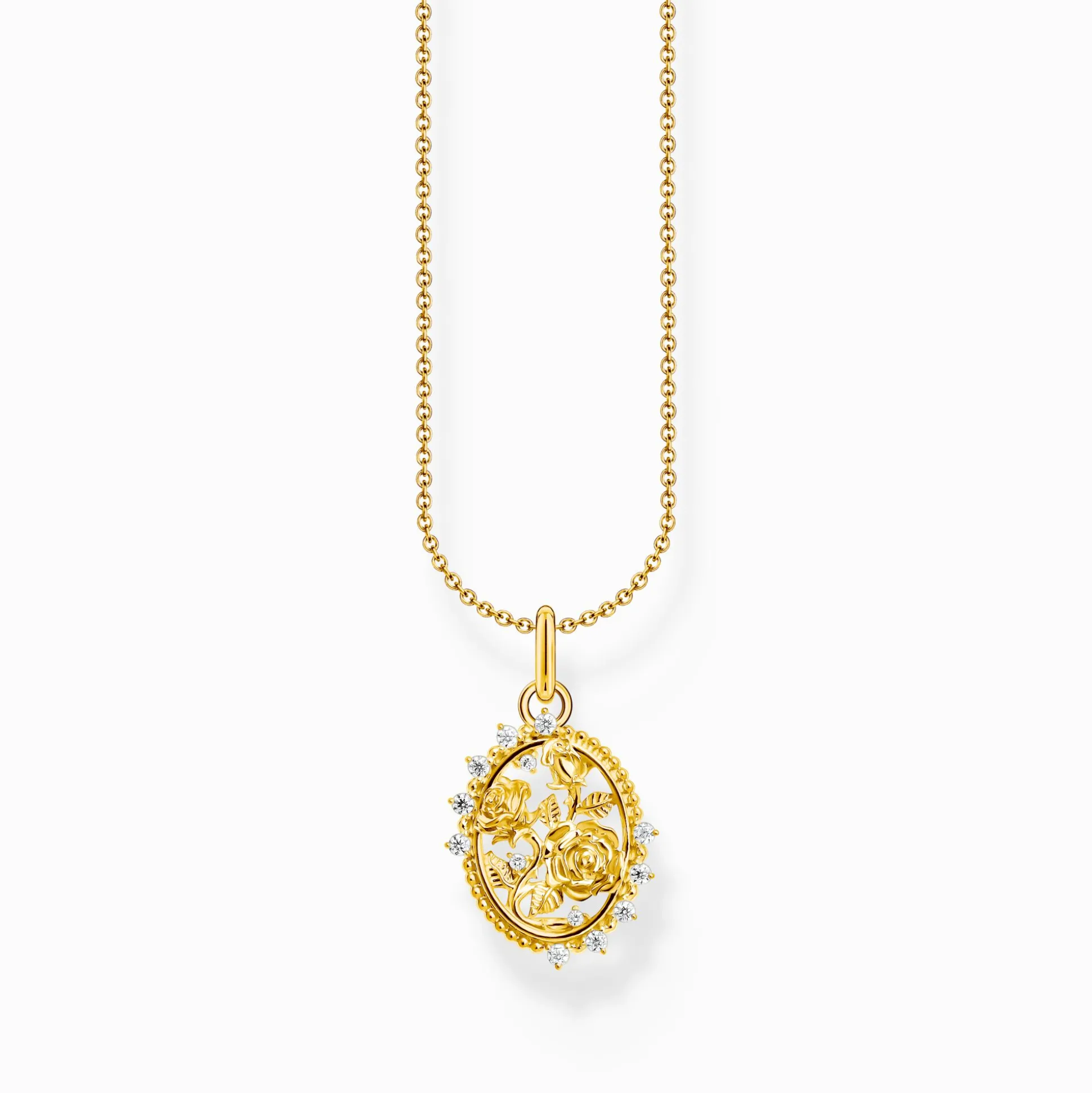 Best Chaîne avec pendentif Roses Romance plaqué or Femme Chaînes & Colliers|Placage Or 18 Carats - Argent 925