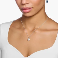 Fashion Chaîne avec pierre blanches argent Femme Chaînes & Colliers