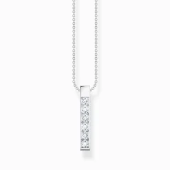 Online Chaîne avec pierres blanches argent Femme Chaînes & Colliers