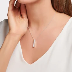 Online Chaîne avec pierres blanches argent Femme Chaînes & Colliers