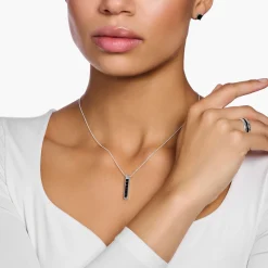 Outlet Chaîne avec pierres noires argent Femme Chaînes & Colliers