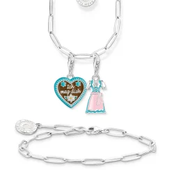Outlet Chaîne Charm avec un médaille blanc argent Femme Charm Chaînes|Charm Chaînes