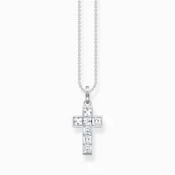 Shop Chaîne croix avec pierres blanches argent Femme Chaînes & Colliers