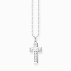 Shop Chaîne croix avec pierres blanches argent Femme Chaînes & Colliers