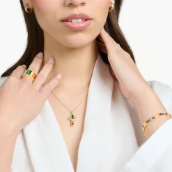 Sale Chaîne croix avec pierres multicolore plaqué or Femme Chaînes & Colliers