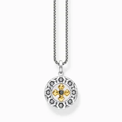 Sale Chaîne croix pierres noires or Femme Chaînes & Colliers|Placage Or 18 Carats - Argent 925