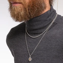 Sale Chaîne croix pierres noires or Femme Chaînes & Colliers|Placage Or 18 Carats - Argent 925