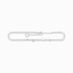 Flash Sale Chaîne de cheville avec cœurs et pierres blanches argent Femme Chaînes De Cheville